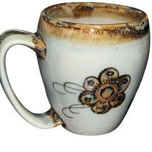 Vintage Handmade Ceramic Mug With Floral Design